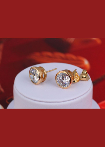Сережки гвоздики камінь в обідку 10 мм золотисті Xuping Jewelry (316606608)