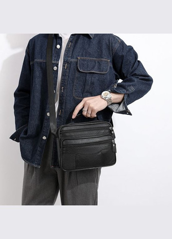 Чоловіча сумка-барсетка з ручкою шкіряна з ременем через плече чорна BX-14440B Bexhill (346533024)