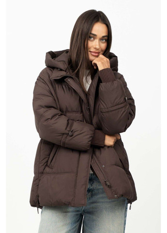 Коричневая зимняя женская куртка больших размеров Jeannie