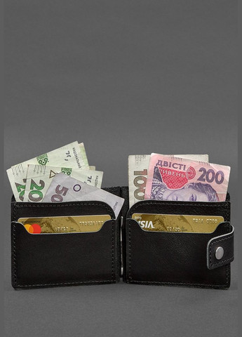 Шкіряне портмоне 13.1 затискач з хлястиком чорний краст (A-028203) BlankNote (328444832)