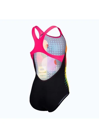 Комбінований літній купальник закритий для дівчат dots swimsuit swim pro back чорний, рожевий Arena