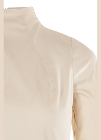 Молочное праздничный женское платье меди с горловиной и карманами (ll205120011) LadyLike