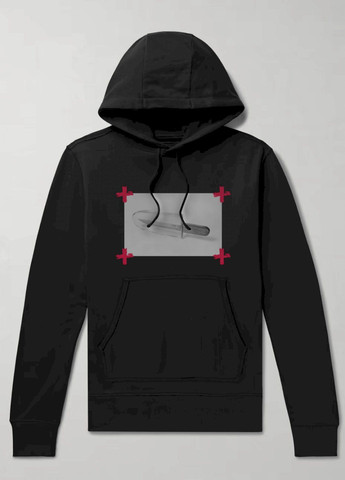 Черный худи мужская черная с флисом YAPPI рисунок (305003912)