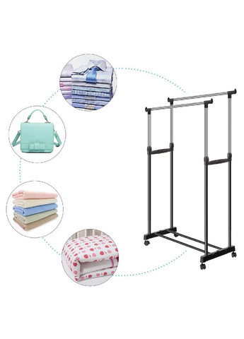 Підлогова подвійна регульована вішалка стійка для одягу телескопічна Double-Pole B Black (1756375354) No Brand (325402817)