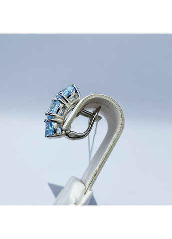 Сережки срібні з блакитним топазом 6,57 г No Brand (369737207)