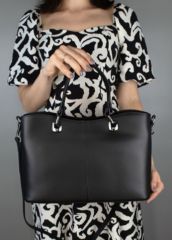 Сумка жіноча шкіряна з 2 ручками 01651 офісна чорна Virginia Conti (301765841)