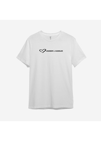 Біла футболка з принтом "under l'amour". з гумором про under armour (10958544613) з коротким рукавом ТiШОТКА