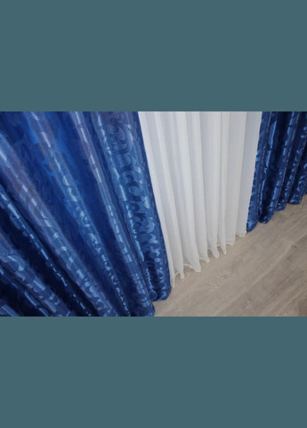 Шторы и тюль жаккард Комплект штор для гостиной 2 шт штор 1.5 х 2.7 м + тюль 4 х 2.7 м (П4К-Е475шВ-5) No Brand (306633499)