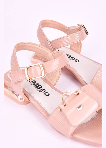 Розовые босоножки детские для девочки светло-розового цвета Let's Shop с бантом