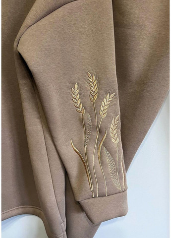 Женский тринитный костюм с начесом бежевый с вышивкой колосья, теплый спортивный костюм V&V (363173096)
