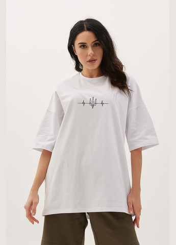 Белая летняя оверсайз футболка герб_ритм Garne