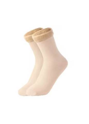 Бежевые носки на флисе однотонные (365858659)