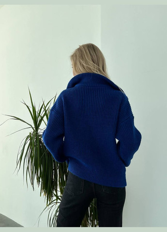 Жіночий светр із блискавкою на горловині кольору електрик р.42/46 391547 New Trend (285711761)