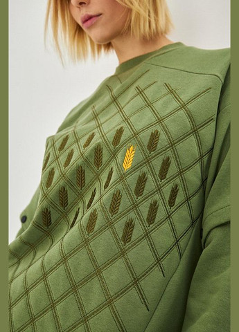 Костюм женский трикотажный с вышивкой колоски базовый зеленый MKRM4026-2 Modna KAZKA (276838664)
