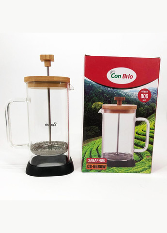 Френч-пресс CB-6680W 800 мл, Френч-пресс с ручкой, Френч-пресс для кофе, Френч-пресс для чая Con Brio (364665161)