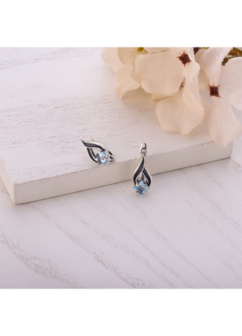 Сережки срібні Листочок Вербочки Блакитний Топаз 925 Skifska Etnika (364202492)