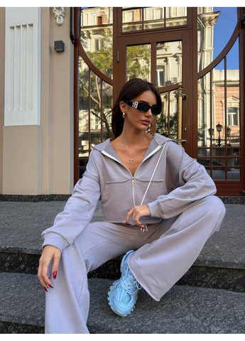 Жіночий осінній костюм спортивний сірий No Brand (362419379)