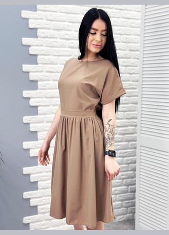 Кавова жіноча сукня міді з короткими рукавами Fashion Girl