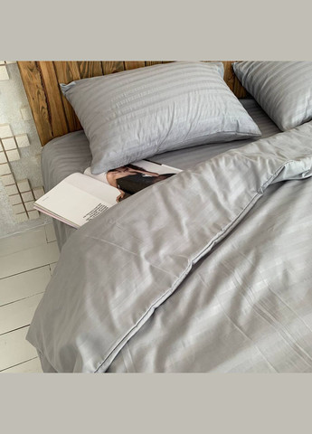 Сімейний КПБ мікро страйп сатин "Сірий" (145х210, 70х70) Glav Textile (297365379)