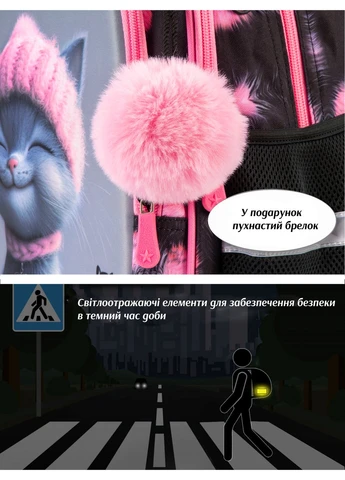 Рюкзак шкільний ортопедичний 6 в 1 для дівчинки 38х30х18 см з Котом для першокласниць (SET 150-28) School Standard (389985809)