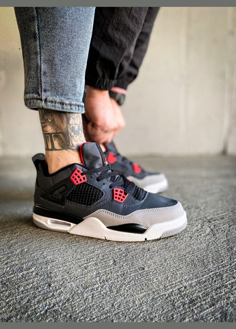 Серые всесезонные кроссовки мужские nike air jordan 4 retro infrared gray | найк аир джордан 4 ретро серые No Brand