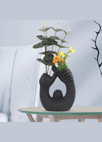 Универсальная минималистичная керамическая ваза для цветов 15х13.2х4.7см Черный No Brand (300657807)