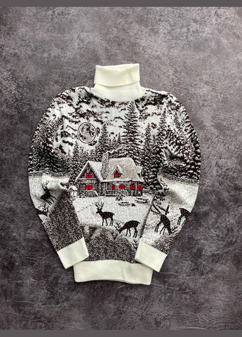 Черно-белый зимний свитер мужской джемпер No Brand