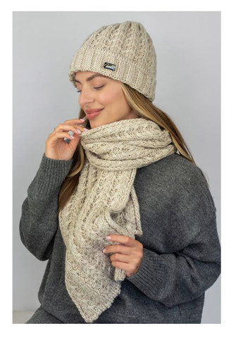 Шапка женская на флисе с шарфом комплект Braxton Нордик (362678242)