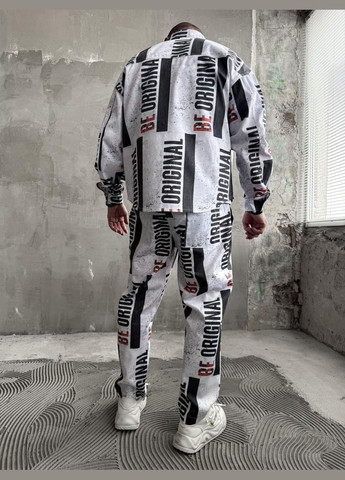 Комбинированный демисезонный костюм котоновый рубашка брюки оверсайз стильный принт весна осень No Brand