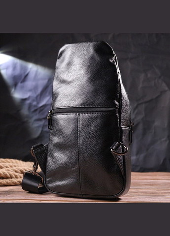 Сумка слинг мужская кожаная через плечо черная размер 16х31,5х6 см 21397 Vintage (362417867)