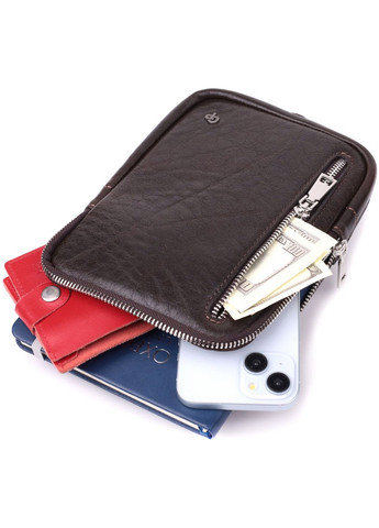 Чоловіча прямокутна сумка бананка з натуральної шкіри 15,5х20,5х3,5 см Grande Pelle (315872755)