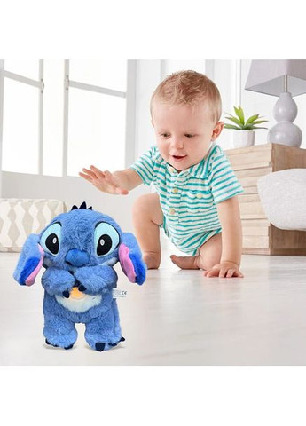 Мʼяка дитяча музикальна іграшка з підсвічуванням дихаюча Стіч 27 см, іграшка імітація дихання інтерактивна для дітей No Brand (361669435)