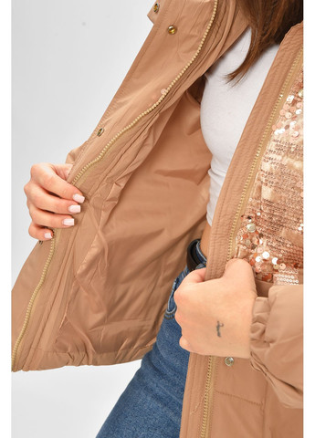 Бежева демісезонна куртка жіноча демісезонна з паєтками бежевого кольору Let's Shop