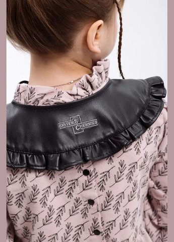 Пудрова тепла фланелева пудрова сукня для дівчинки з комірцем Sisters Cherries (315492742)