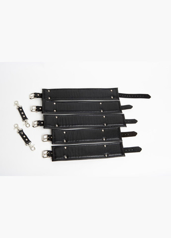 Кожаный набор: наручники, наножники, ошейник KIT-6 чёрный Edena (307925885)