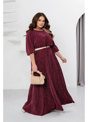 Бордова вечірня довга сукня з люрексом з пишною спідницею MoDiva з абстрактним візерунком