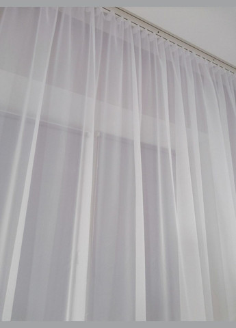 Тюль вуаль шифон білий з пришитою тесьмою 300*250 см No Brand Тюль вуаль шифон (331899522)