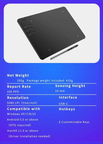 Графический планшет FANGOR T605 для рисования No Brand (341325799)