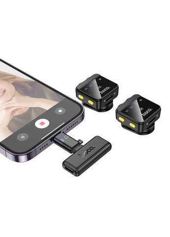 Бездротова мікрофонна система magnetic lavalier wireless digital microphone (iP/Type-C) (6942007645997) Hoco L17 Dual-mic (372676498)