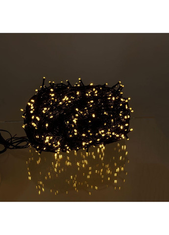 Новорічна гірлянда вулична 100 м 1000 LED із сонячною батареєю 8 режимів роботи чорний провід Жовте світло SB1000L100MBY Garlando (370800554)