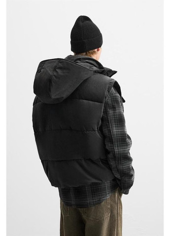 Cтебаный жилет съемный капюшон, водоотталкивающий, черный Zara (352742535)