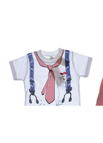 Красный летний костюм с коротким рукавом для мальчика трикотажные с галстуком красный 110 см (31197) BABYKROHA