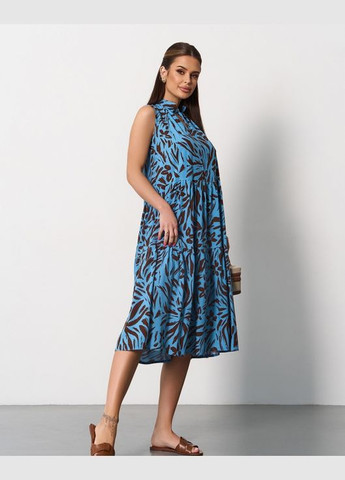 Бірюзова повсякденний сукні а-силует ISSA PLUS з абстрактним візерунком