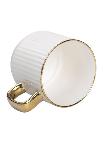 Чашка керамічна із золотим обідком і золотою ручкою 300 (мл) Біла RX-N231129W (A-033431) Liling Rongxiang Ceramic (358933847)