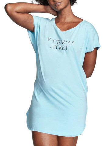 Нічна сорочка Lightweight Cotton Бавовна M/L блакитна Victoria's Secret (282964732)