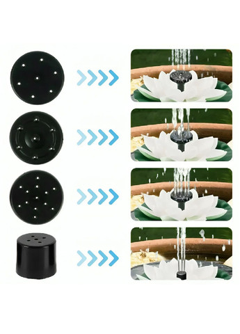 Садовый фонтан для пруда на солнечной батарее с насадками 4 штуки устойчивостью к погодным условиям (480277-Prob) Лилия белая Unbranded (332880890)