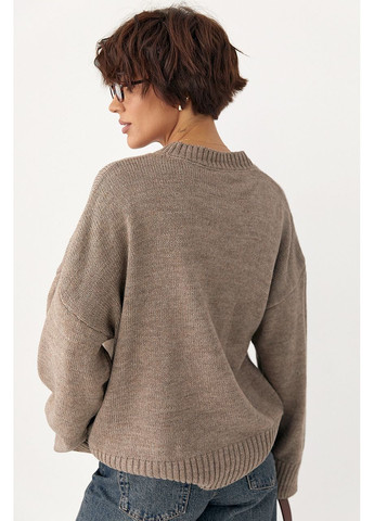 В'язана однотонна кофта вільного фасону - кавовий колір Lurex (364967783)