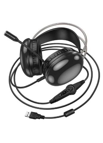 Бездротові накладні навушники Plus Rich USB7.1 channel gaming headphones Black (6942007609029) Hoco W109 (361348178)