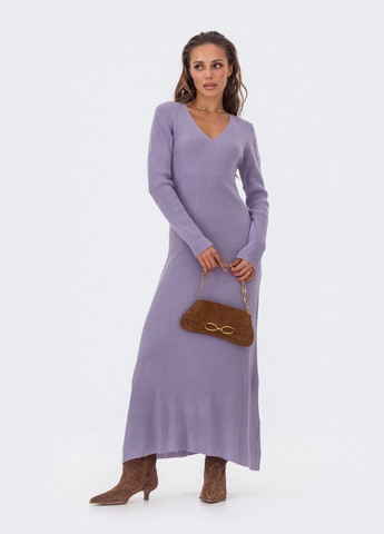 Сиреневое кэжуал вязаное платье-макси сиреневого цвета Dressa однотонное