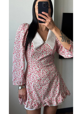 Красное женское платье-комбинезон с цветочным принтом No Brand с цветочным принтом